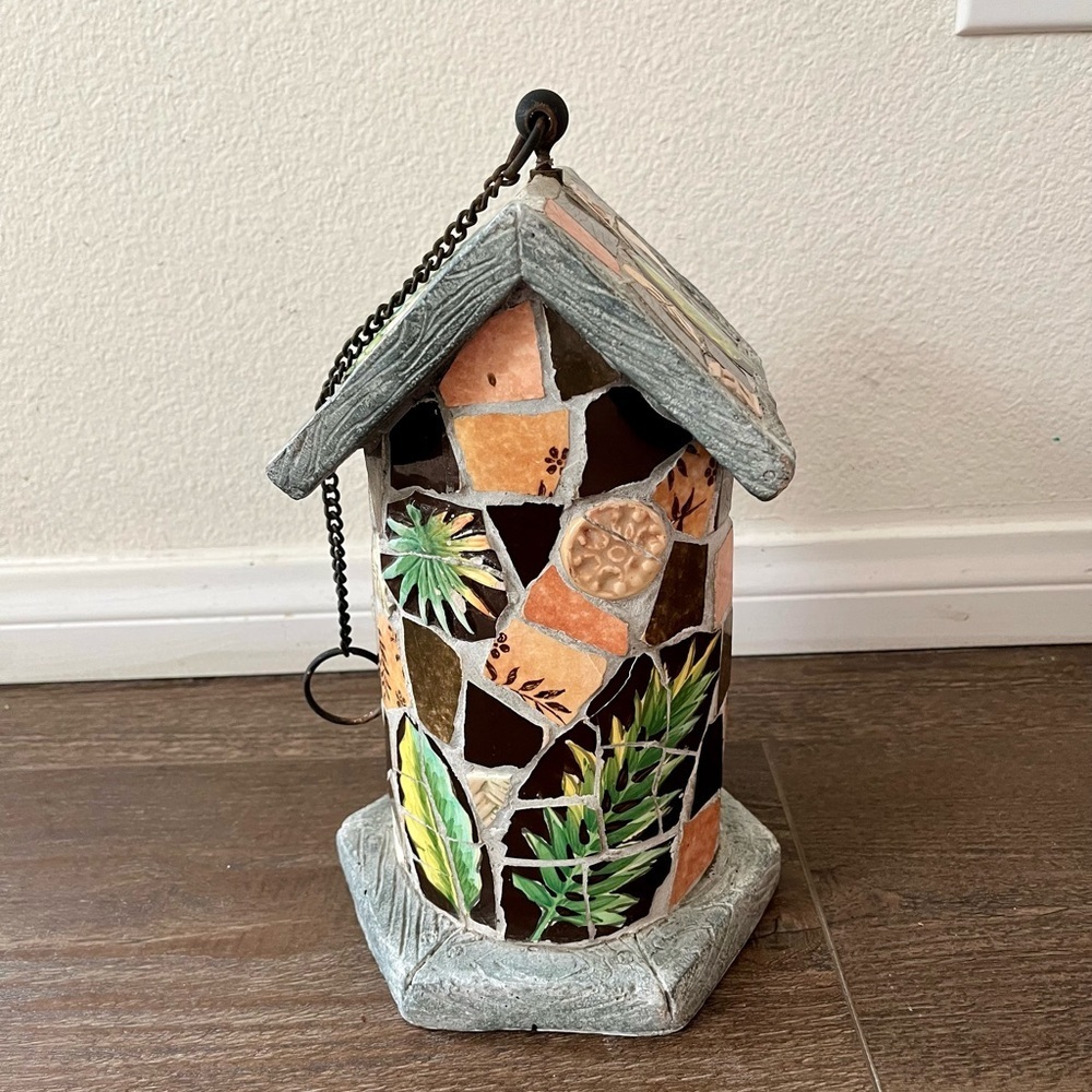 Mosaic Birdhouse with Floral Design - Picture 5 of 11